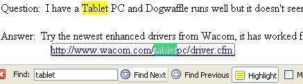 find and highlight in Firefox browser