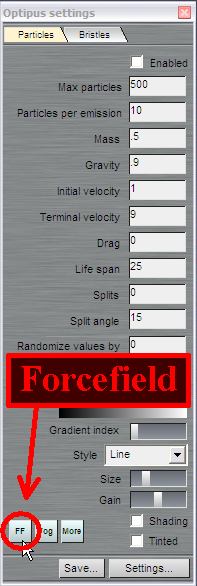 enabling the forcefield in PD Pro's particle brush system