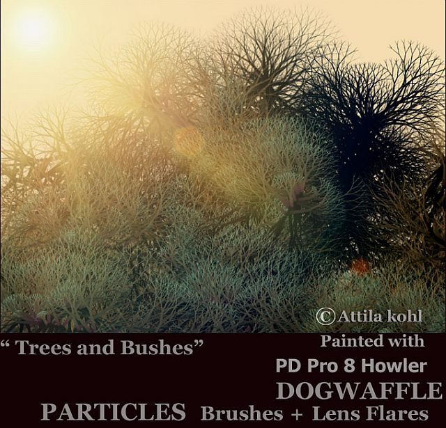 Trees and bushes, with particle brushes