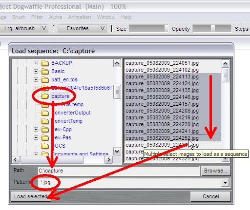 select image sequence to load as animation select image sequence to load as animation